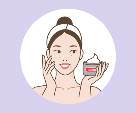 Woman with a Sudocrem treatment Card image of a woman with a Sudocrem treatment